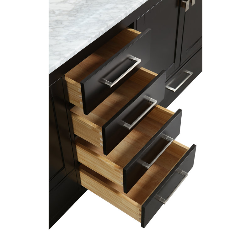 Brayden Studio® Zeringue 84'' Double Bathroom Vanity with Marble Vanity